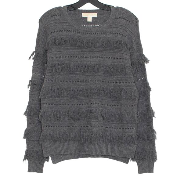 MICHAEL Michael Kors Sweaters - MICHAEL Michael Kors Sweater Fringe Boho Grunge Rustic Avant Garde Gray Small